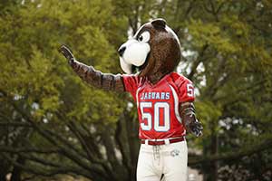 Southpaw statue waving