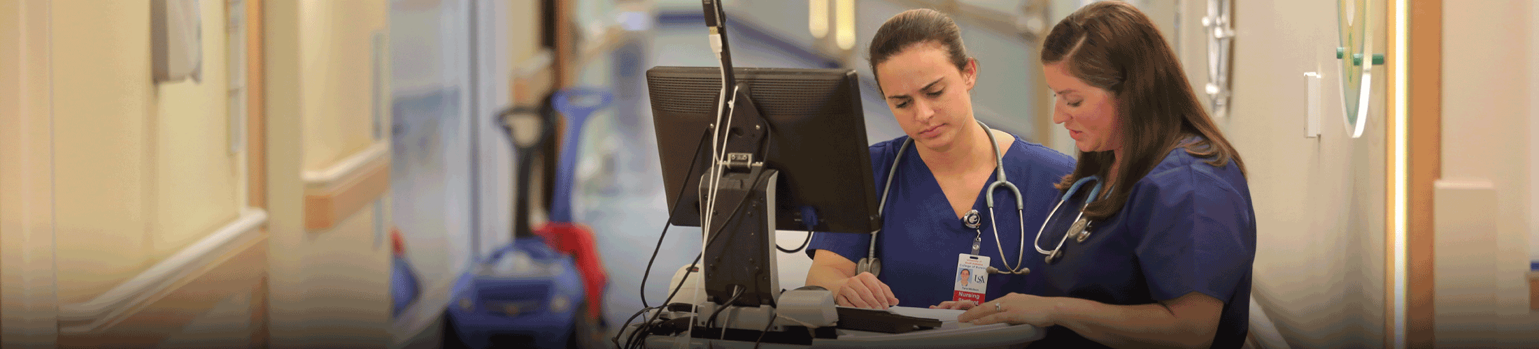 Two USA nurses working on patient chart.