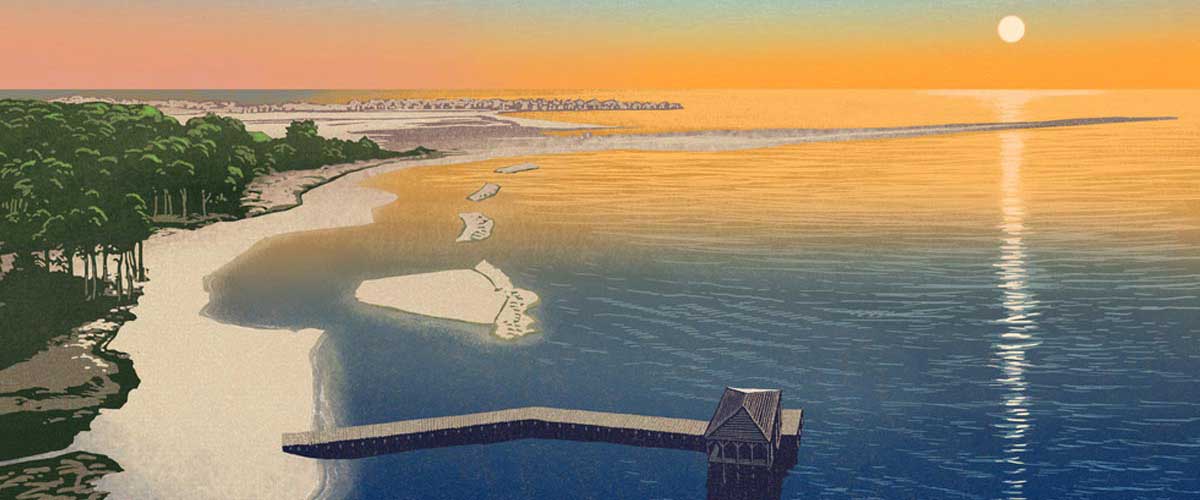 Mobile bay at sunset with beach. data-lightbox='featured'