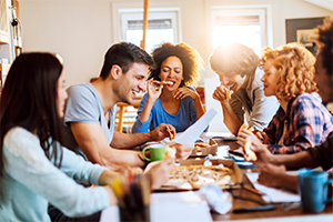 People eating at a table.