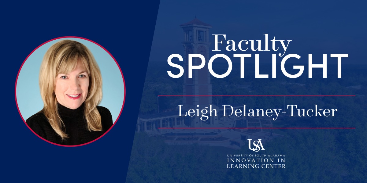 faculty spotlight banner showing headshot of leigh delaney-tucker