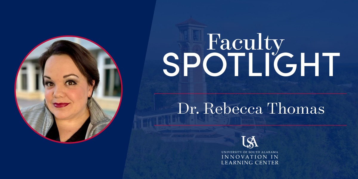 faculty spotlight banner showing photo of dr. rebecca thomas