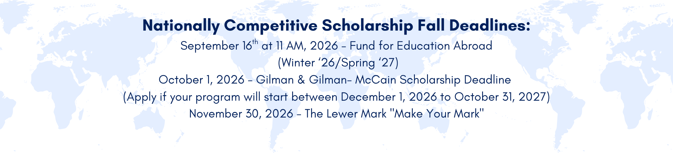 Fall 26 Scholarship Deadlines