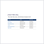 Three Column Table List