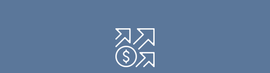 Money and arrows pointing up icon